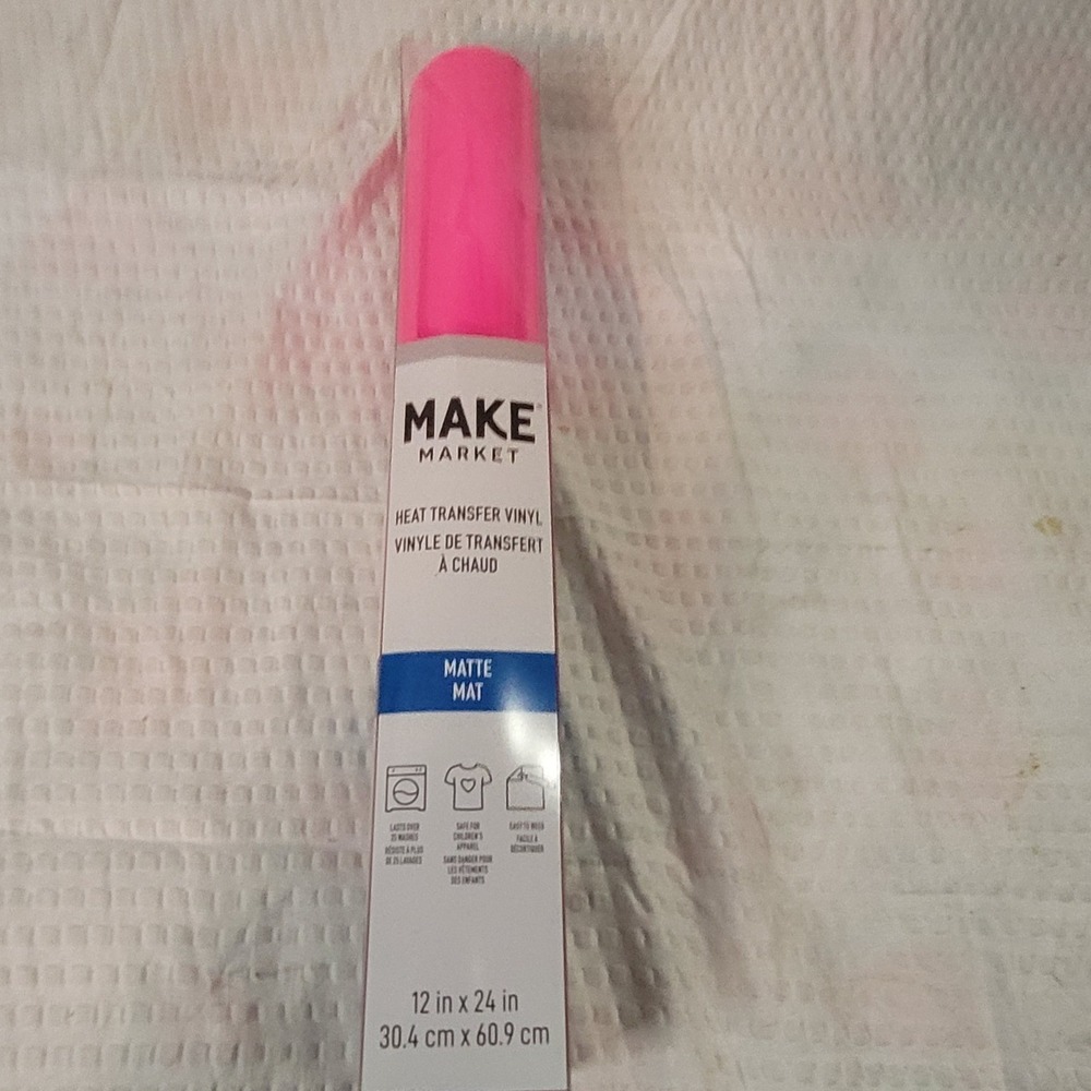 Make Market Atomic Pink Matte Heat Transfer Vinyl HTV 12in x 24in DIY Crafting